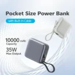 QCY PB10C 10000mAh 35W PD Fast Charging Mini Power Bank with Built-in Type C Cable - Image 6