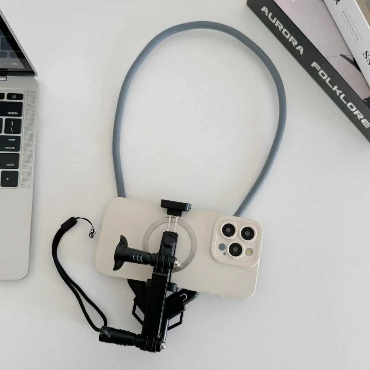 IMG-20260305-WA0016 Neck Tripod Phone Holder for iPhone, POV/Vlog Cell Phone Mount Holder Strap - Image 1